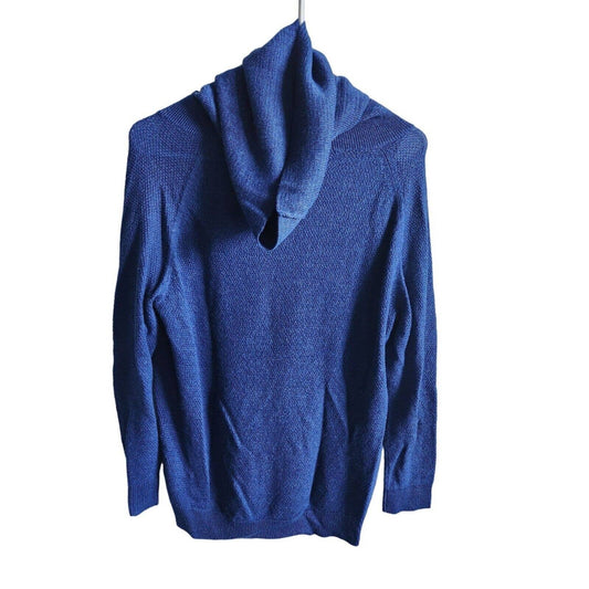 Coldwater Creek Womens Sz M Cowl Neck Sweater Lightweight Solid Blue