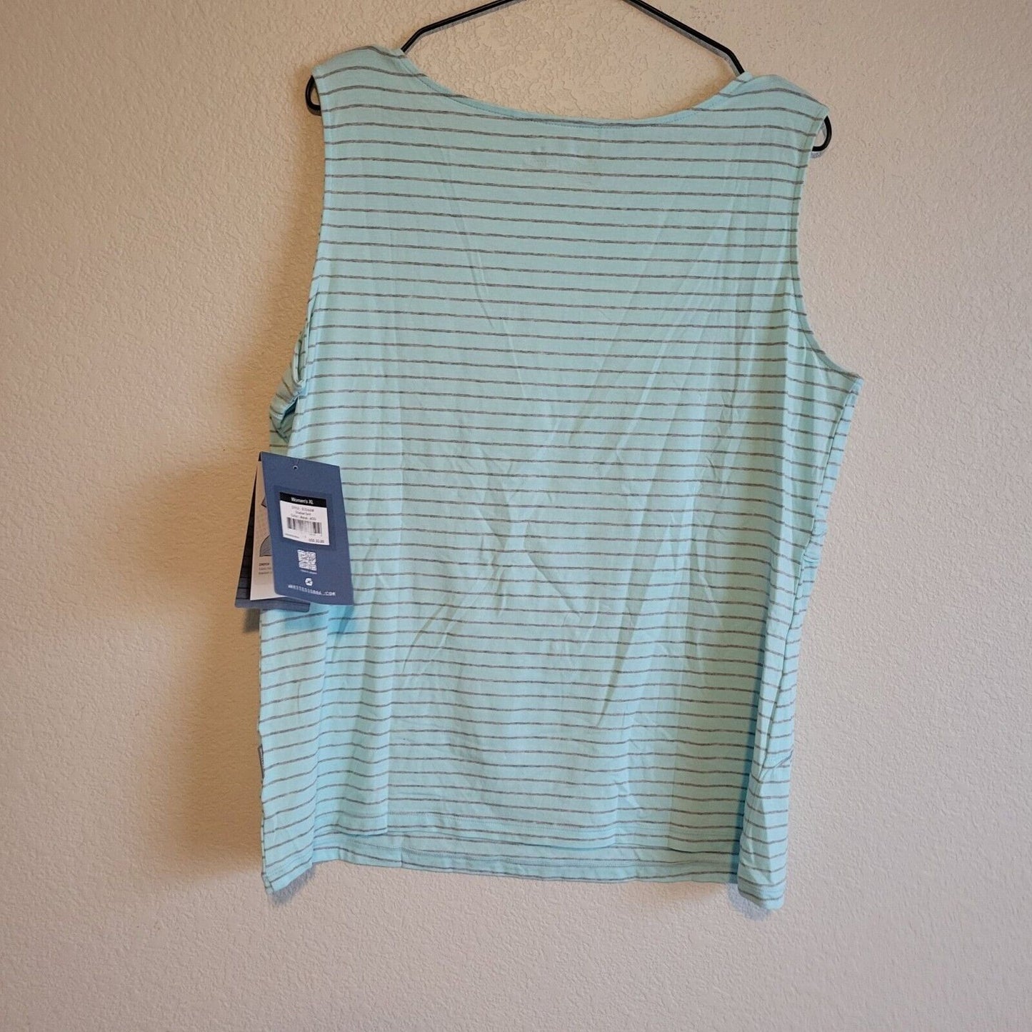 White Sierra Womens Sz XL Shadow Tank Top Aqua Striped NEW