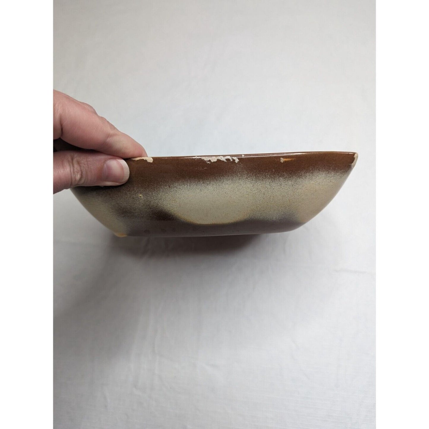 Vintage Frankoma Pottery #5NS Chip and Dip Platter, Brown Satin