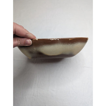 Vintage Frankoma Pottery #5NS Chip and Dip Platter, Brown Satin
