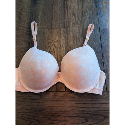 Jessica Simpson Womens Sz 36C Padded Push Up Bra Salmon Light Pink