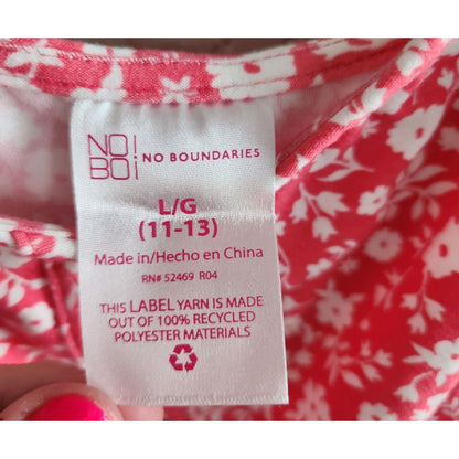 Vintage No Boundaries Juniors Sz L High Low Sundress Pink Floral Belted NEW