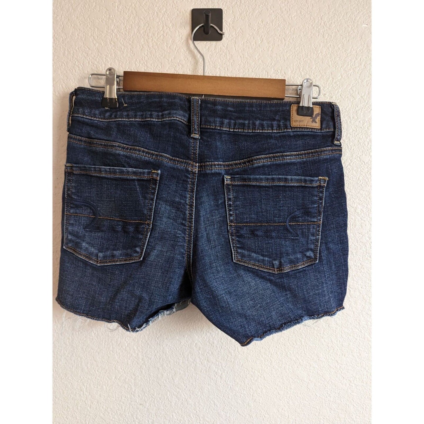 American Eagle Womens Sz 6 Shortie Cutoff Shorts Super Stretch Denim Blue