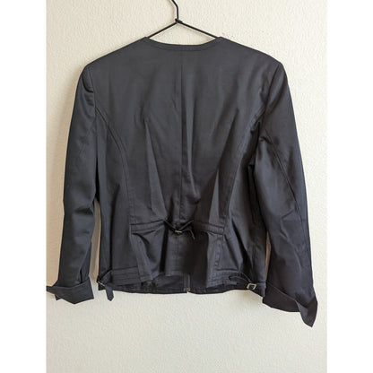 Valerie Stevens Womens Sz 12P Petite Zip Up Jacket Black Career Cotton Blend