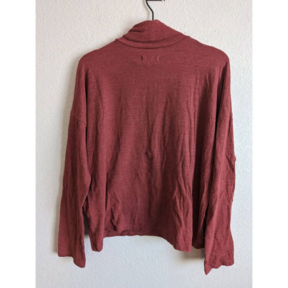 MAdewell Womens Sz L Boxy Turtleneck Top Burnished Mahogany Lightweight