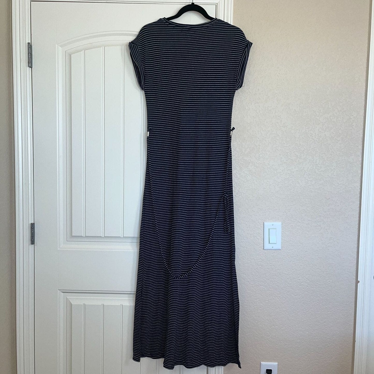 VTG Simply Styled by Sears Womens Sz S Short Sleeve Maxi Dress Navy & White