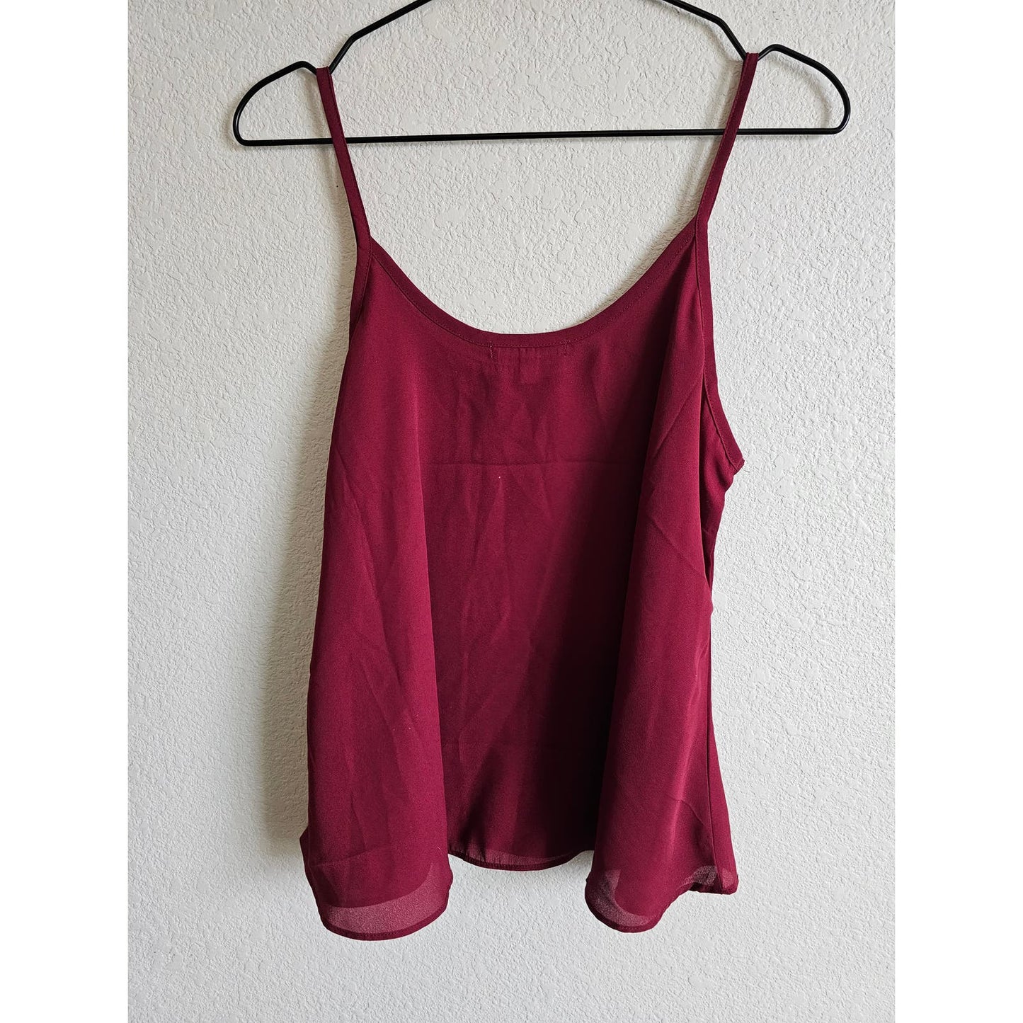 Avtive USA Womens Sz M Spaghetti Strap Flowy Blouse Burgundy Red