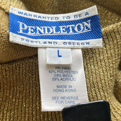 Vintage Pendleton Womens Sz L Wool Blend Turtleneck Sweater Gold Metallic