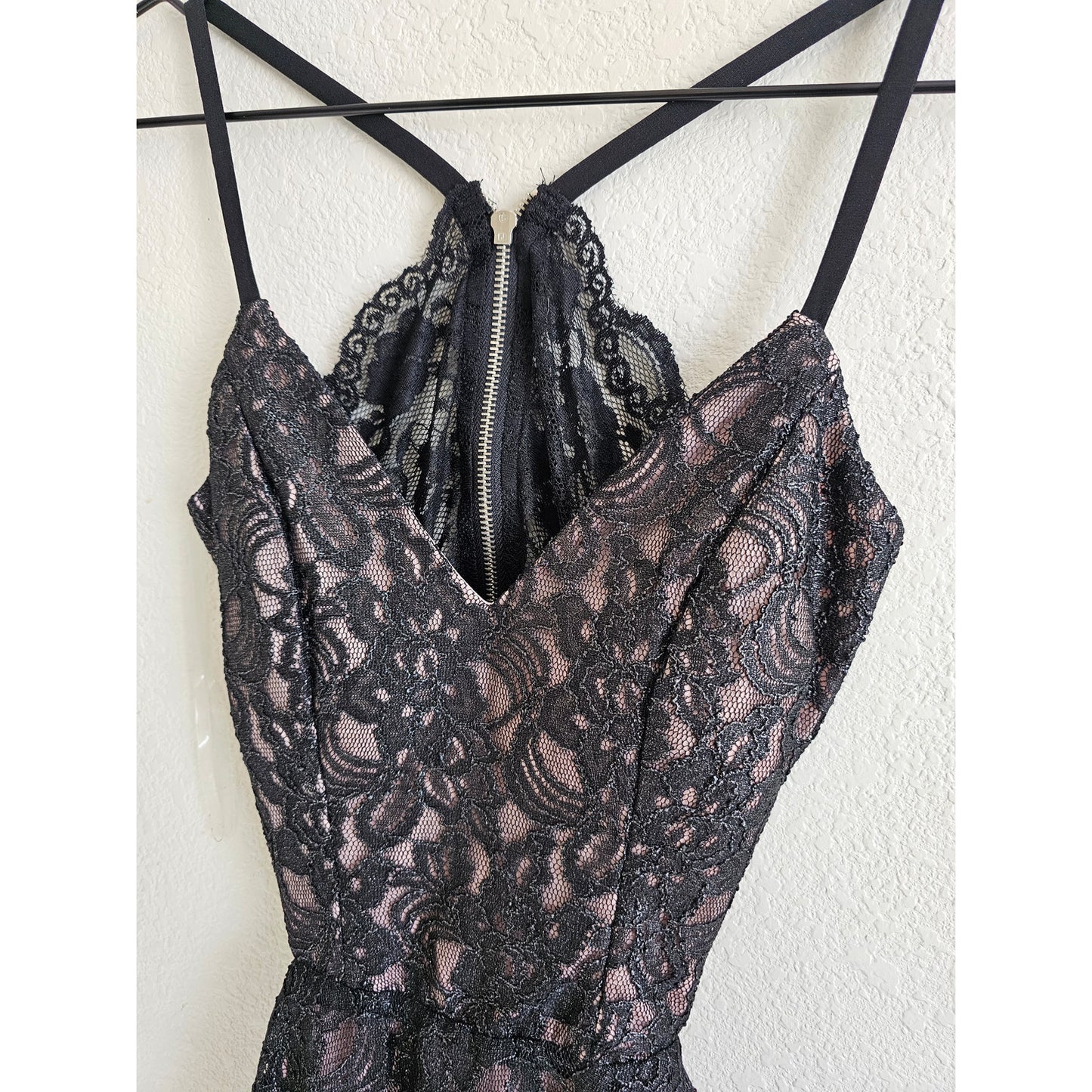 Speechless Juniors Sz 3 Open Back Mini Formal Dress All Over Black Lace NEW