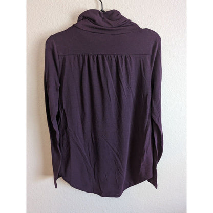 Ann Taylor Loft womens Sz S Dark Purple Lightweight Turtleneck Top Long Sleeve