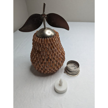 Vintage Mid Century Glass Beaded Tealight Candle Holder Pear Fruit