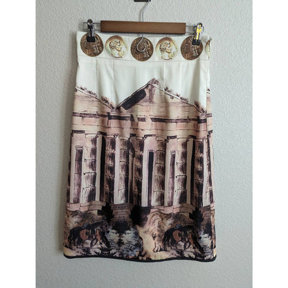 Marc Feier Womens Sz L Below Knee Skirt Greece Greek Emblem