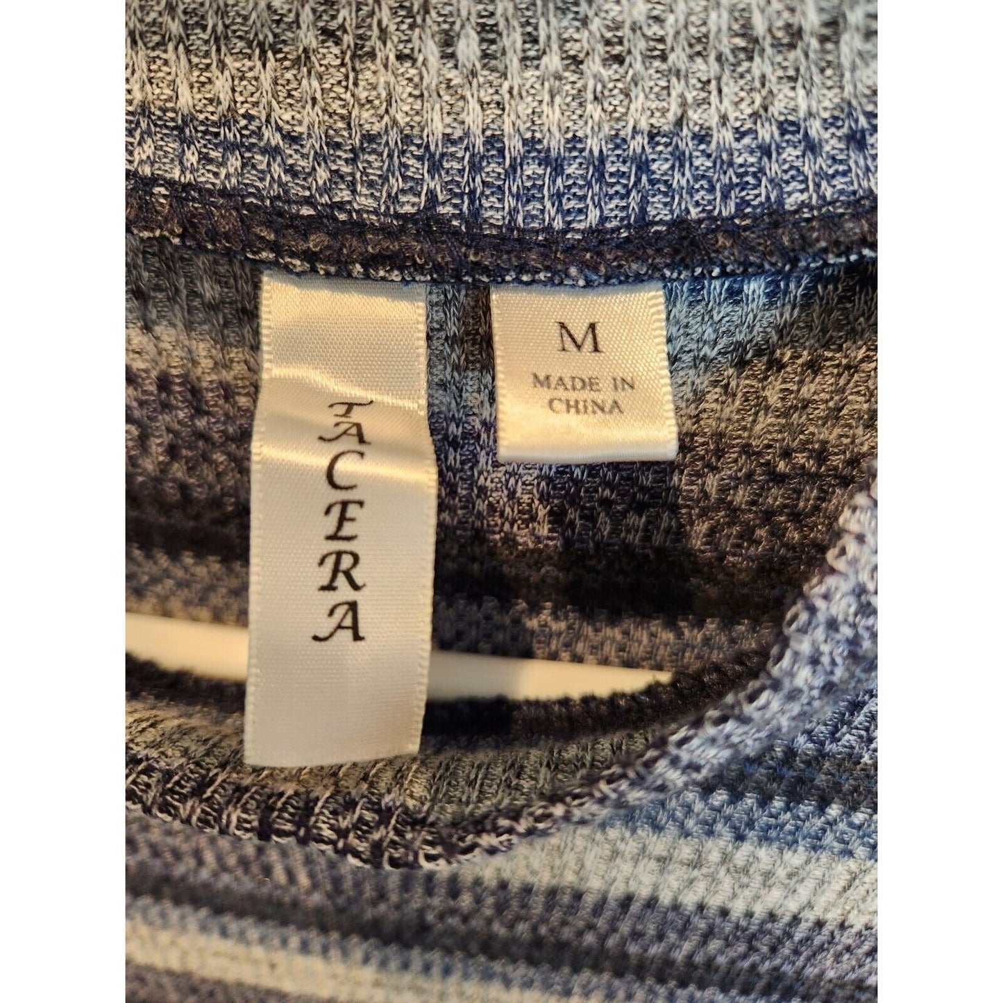 Tacera Womens Sz M Short Sleeve Knit Turtleneck Dress Knee Length Blue Striped