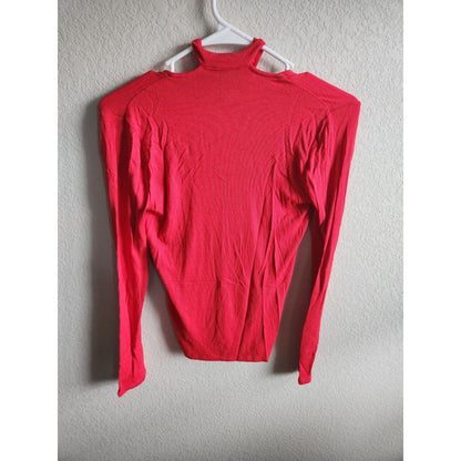 Vintage Y2K Express Womens Sz S Ribbed Long Sleeve T Shirt Red Bow Front