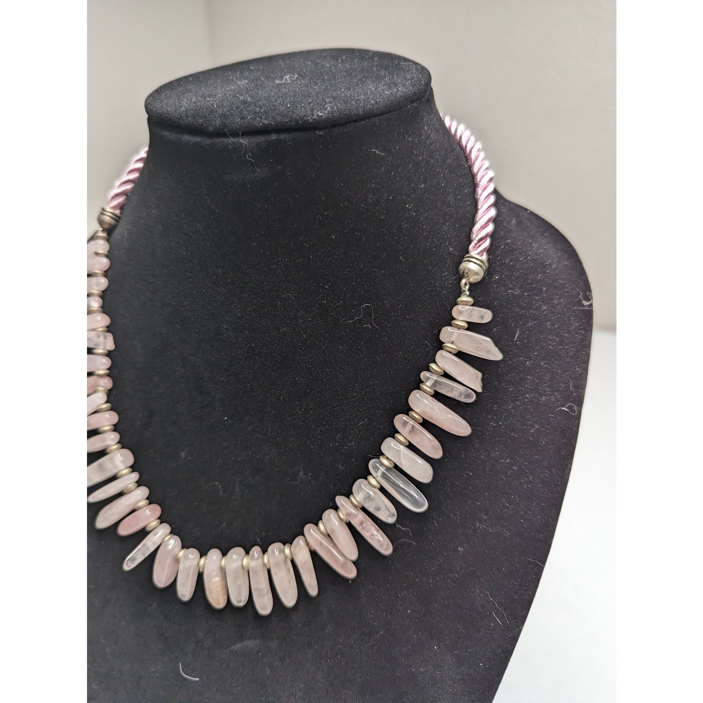 Vintage 1990s Single Strand Glass Beaded Statement Piece Necklace Light Pink