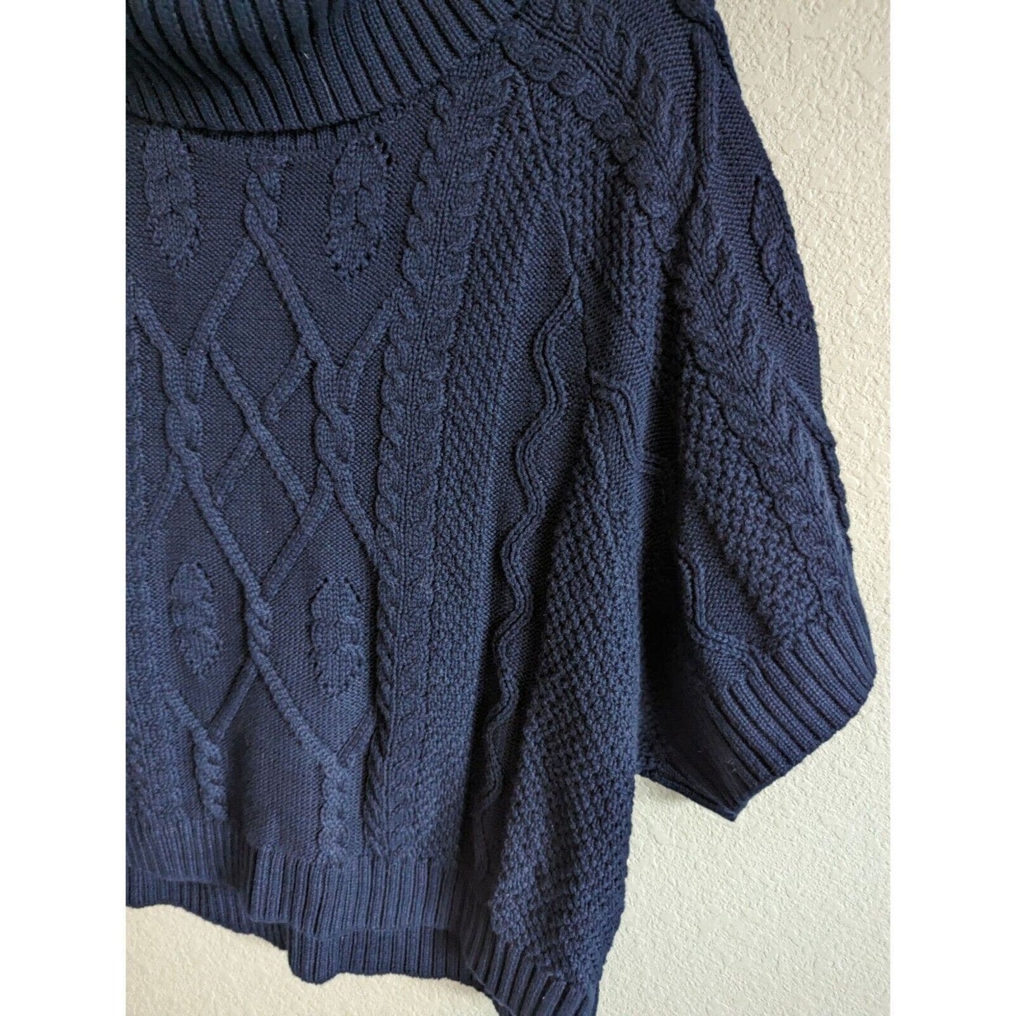 White House Black Market Womens Sz M Cowl Neck Slouchy Sweater Blue