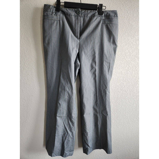 Vintage Worthington Mujeres Sz 14P Petite Carrera Pantalones Gris Pinstripe