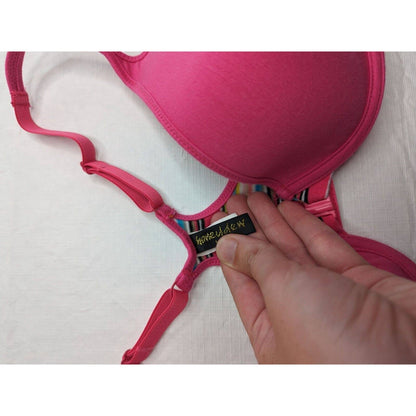 Vintage Honeydew Womens Sz 36C Front Clasp T Shirt Bra Bright Pink Racerback