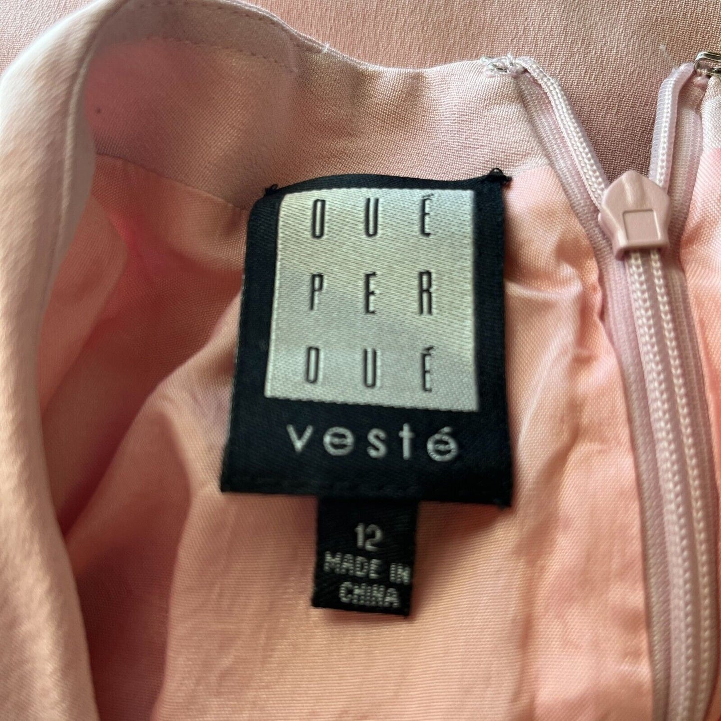 Due Per Due Veste Womens Sz 12 Light Pink V Neck Dress Cap Sleeve A Line