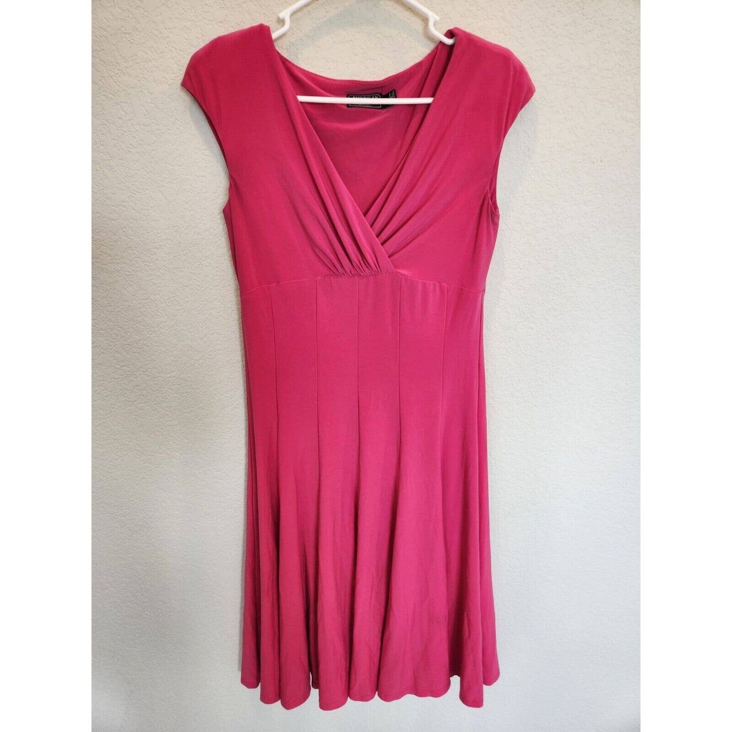 American Living Womens Sz 8 Cap sleeve Midi Dress Bright Pink Career