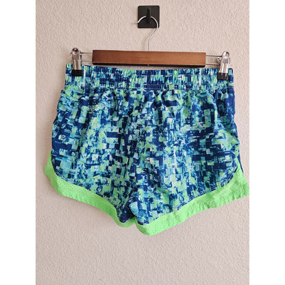 Under Armour Girls Sz XL Athletic Shorts Bright Blue and Green