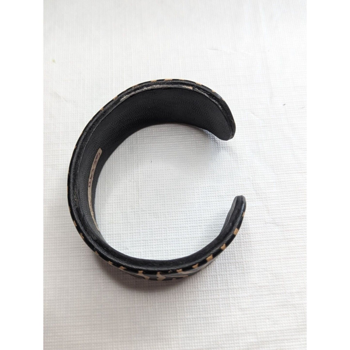 Vintage 1990s Zebra Animal Print Leather Cuff Bracelet