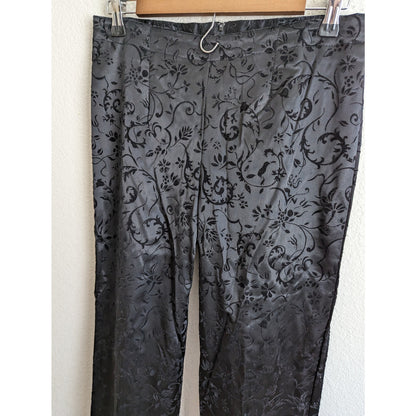 Vintage Y2K Cache Womens Sz 8 Slim Leg Black Velvet and Satin Pants