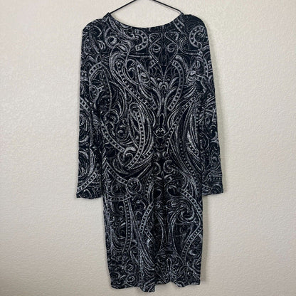 Vintage Blu Sage Womens Sz 12 Cocktail Dress Black Silver Glitter Midi