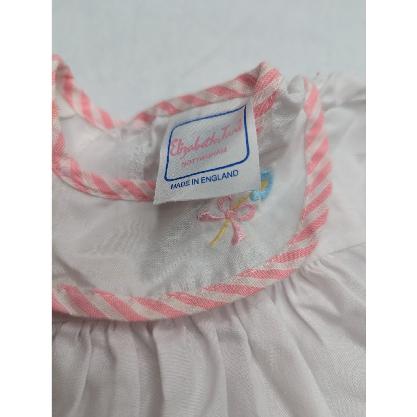 Vintage Elizabeth Jane Nottingham Sz 3M Baby Dress Pink White Embroidered