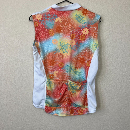 Womens Performance Womens Sz L Cycling Tank Top Floral Half Zip Colorful