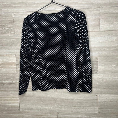 Charter Club Perfectly Soft Pima Sz Petite PL Polka Dot T Shirt Long Sleeve