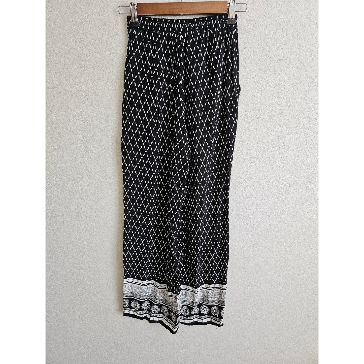 H&M Coachella Collection Womens Sz 4 Wide Leg Pull On Pants Black White