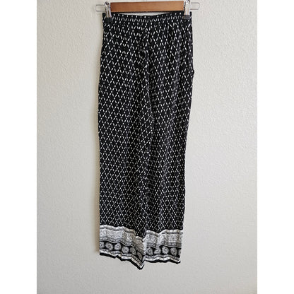 H&M Coachella Collection Womens Sz 4 Wide Leg Pull On Pants Black White