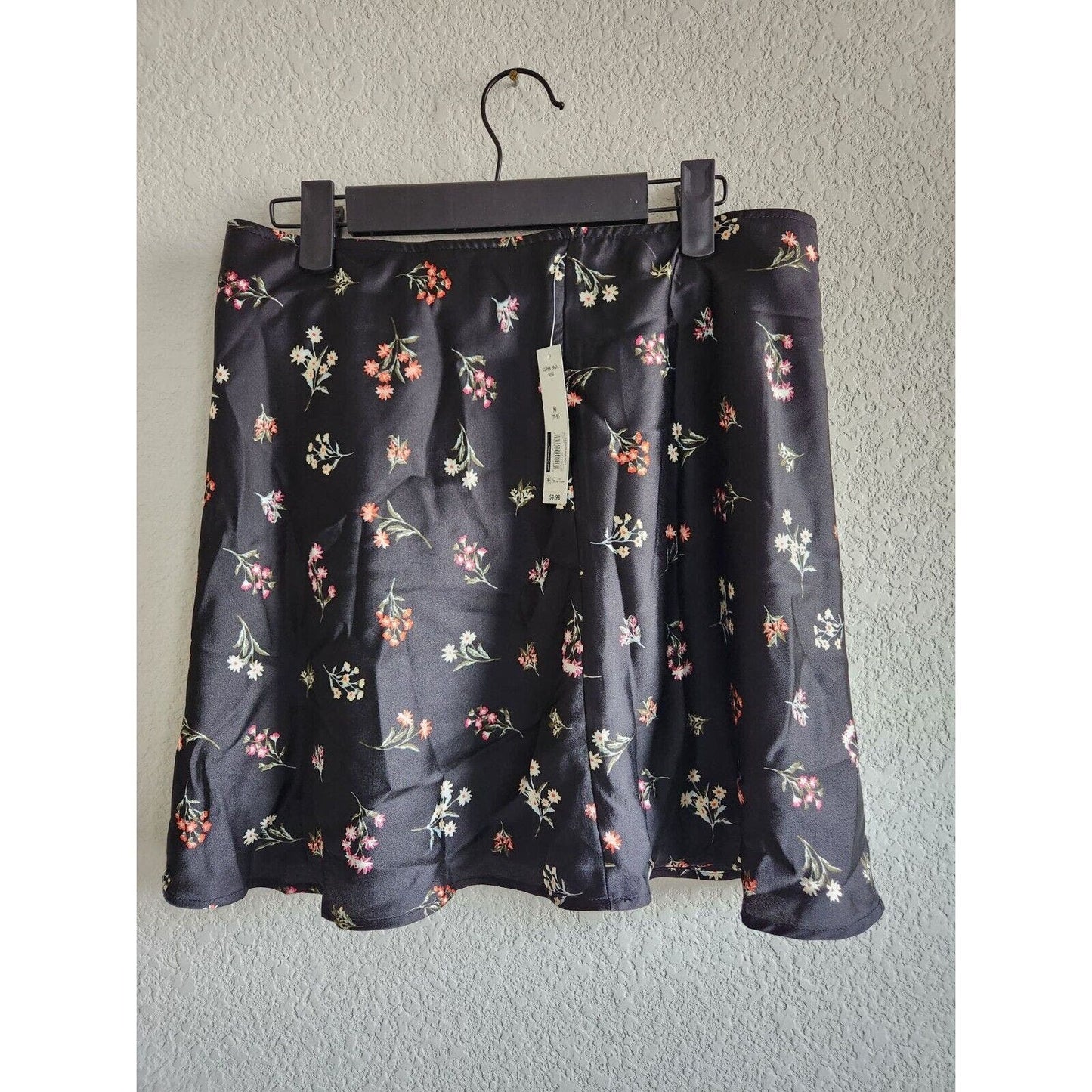 Vintage Y2K No Boundaries Juniors Sz M Black Satin Floral Skirt NEW