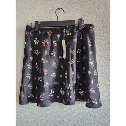 Vintage Y2K No Boundaries Juniors Sz M Black Satin Floral Skirt NEW