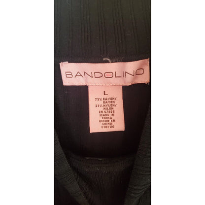 Bandolino Womens Sz L High Neck Long Sleeve Ribbed Black T Shirt