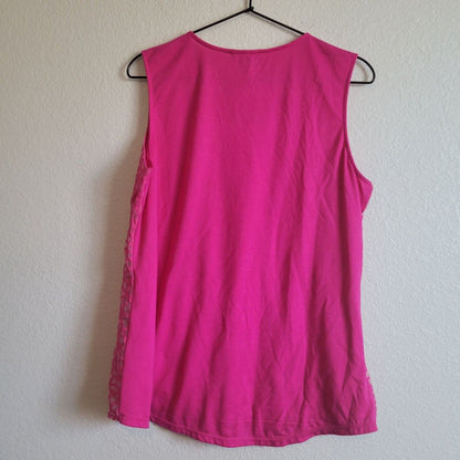 Covington Womens Sz L Sleeveless Blouse Bright Pink Printed