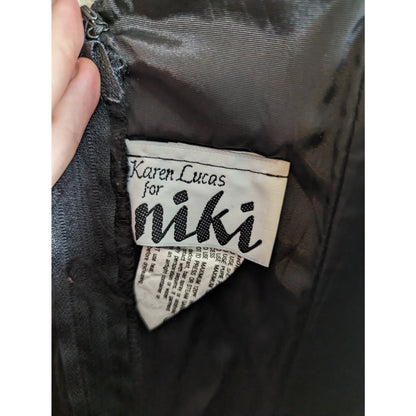 Vintage Karen Lucas Niki Sz 8 Knee Length Black Sequin Formal Prom Dress