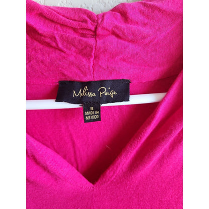 Melissa Paige Womens Sz S Hot Pink V Neck Sleeveless Draped Blouse