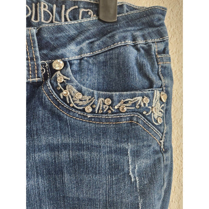 Blue Republic Womens Sz 5 Heavily Distressed Skinny Blue Jeans