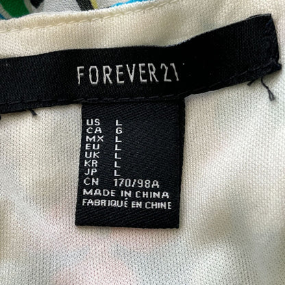 Forever 21 Womens Sz L Short Sundress Colorful Floral Mod Keyhole Back