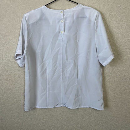 Vintage Impressions of California Womens Sz 12 Solid White Short Sleeve Blouse