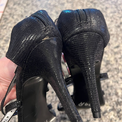 Kelly & Katie Womens Sz 9.5 Black Strappy Glitter Sandals High Heels