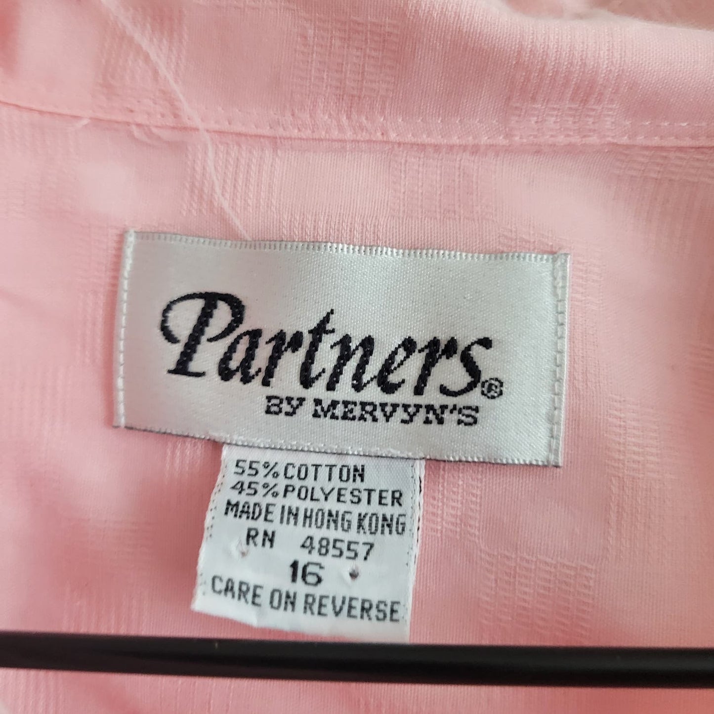 Partners by Mervyns Womens Sz 16 Long Sleeve Button Up Shirt Light Pink Vintage