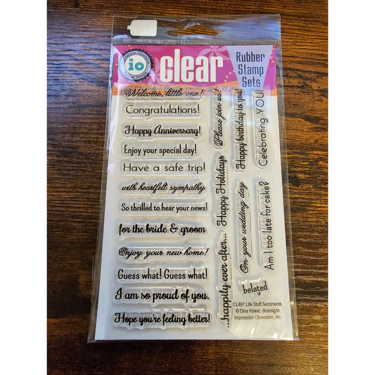 Impression Obsession Clear Rubber Stamp Set Life Stuff Sentiments Phrases