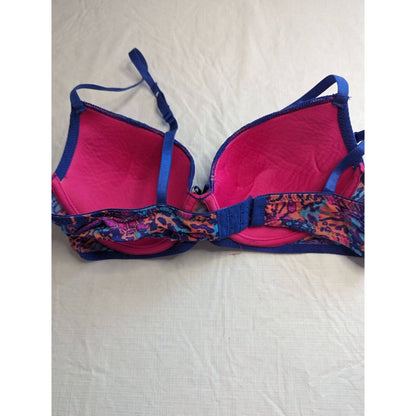 Mix & Co Womens Sz 36B T Shirt Bra Colorful Animal Print Lace