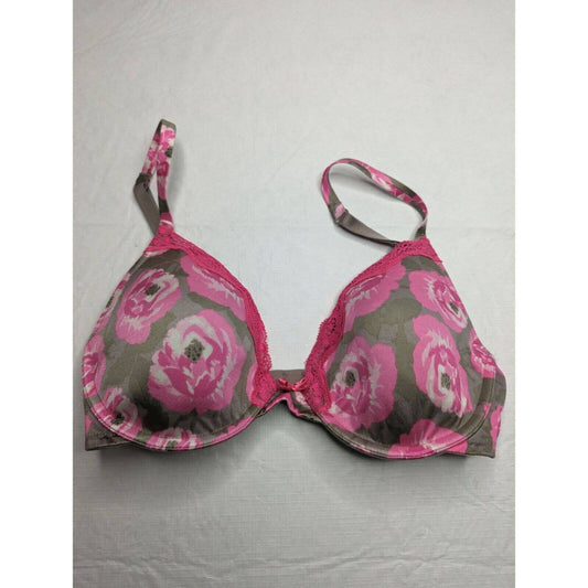 GAP GapBody Womens Sz 34D T Shirt Bra Beige Pink Floral