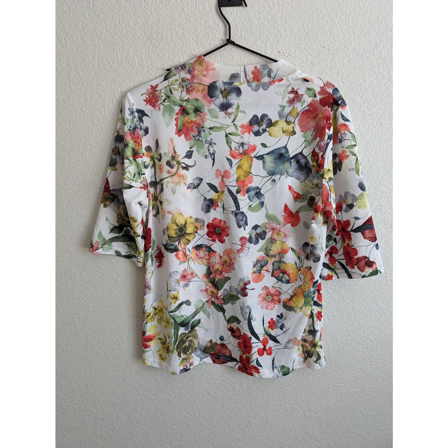 Vintage Y2K Fashion Message Womens Sz L Short Sleeve Mesh Shirt Floral