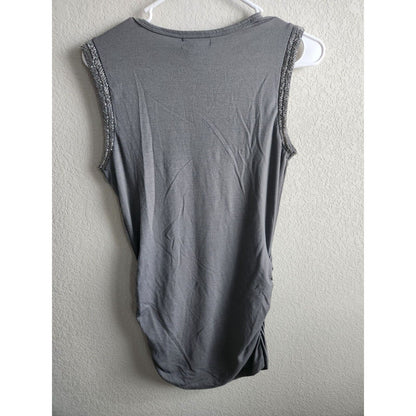 Sam & Max womens Sz M Mini Dress Gray w. Silver Trim Sleeveless