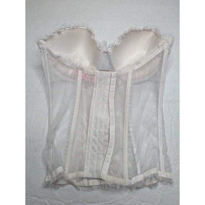 Victorias Secret Womens Sz 36D White Corset Top Bride Semi Sheer Lace